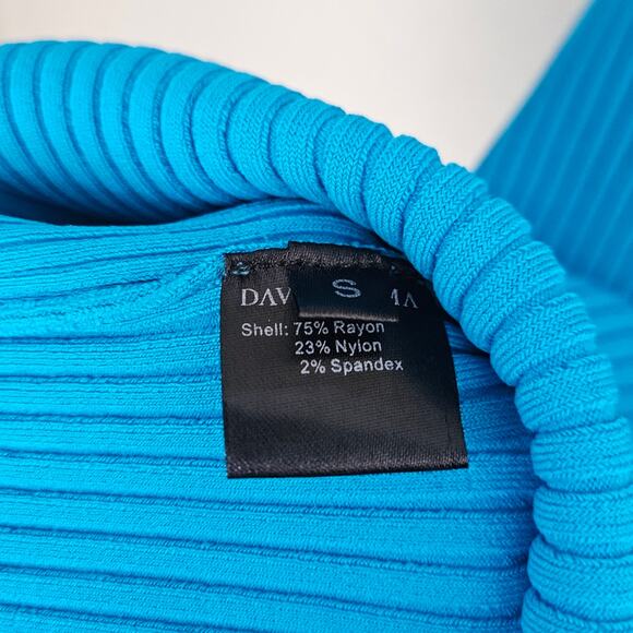 DAVID KOMA For Mini Dress in Blue Ribbed Size Small Cutout Detail Tank Dress - Picture 5 of 8